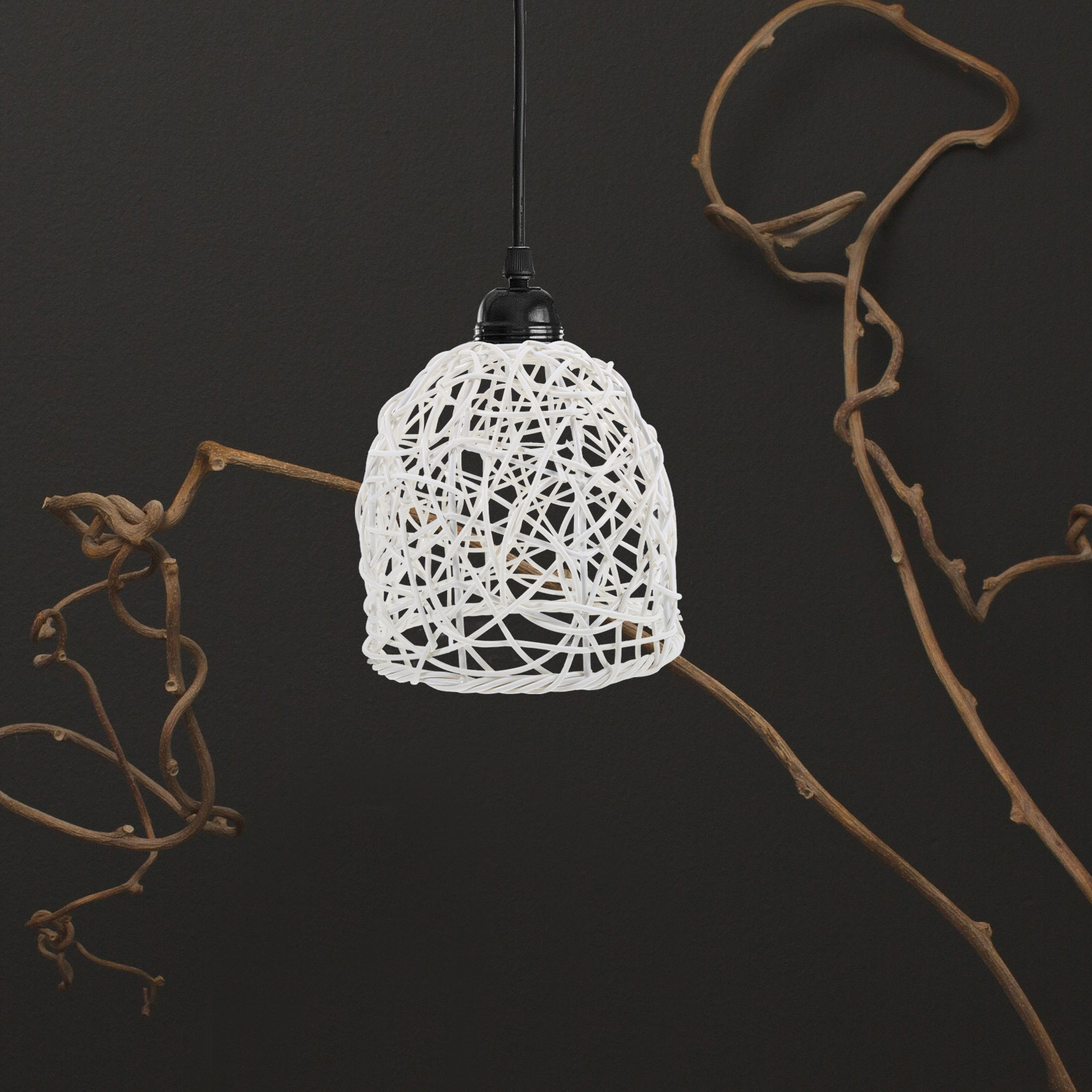 Wicker Pendant Shade - Pantalla de Lámpara de Ratán E27,