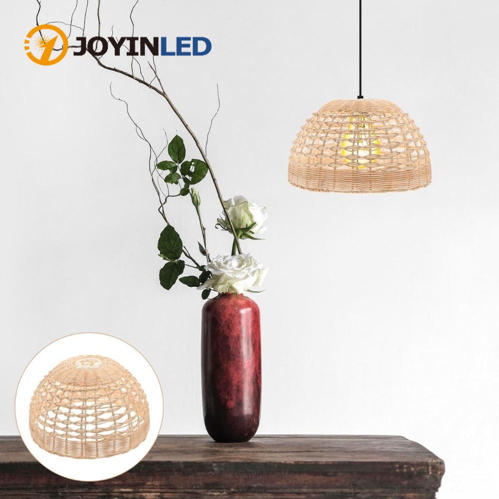 Wicker Pendant Shade - Lámpara colgante de ratán, jaula tejida,