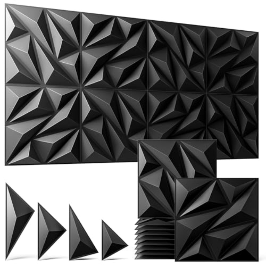 Wall Panel 3D Texture - Paneles de Pared 3D Negros, Paquete