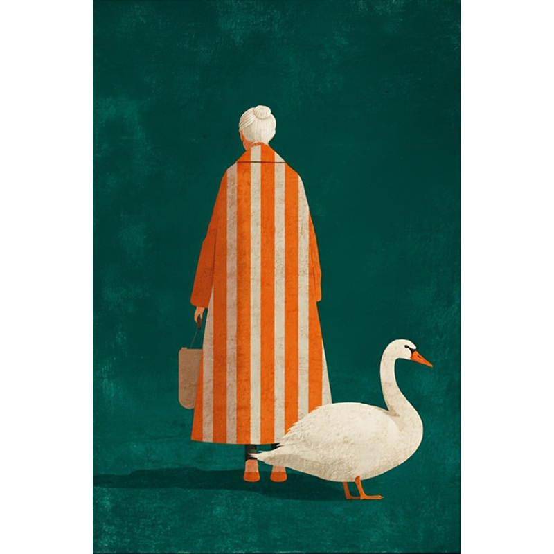 Interior Design House - Figura en naranja, póster de rayas