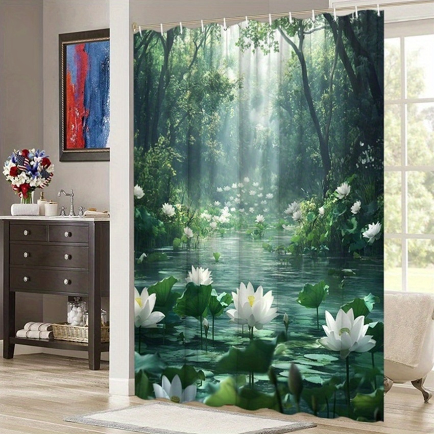 Cortina de ducha Lotus Forest, - Interior Design Zen Style reseña y precio