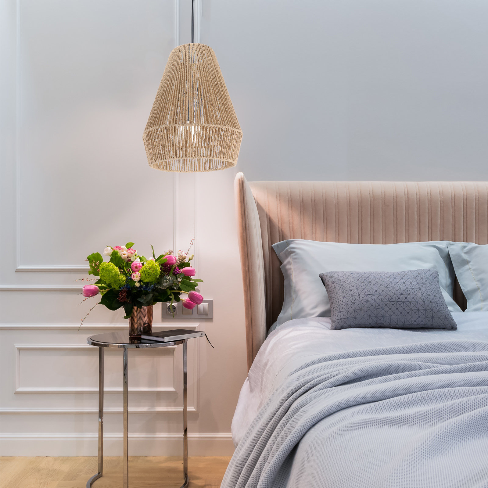 Pantalla de Lámpara Tejida, Es - Wicker Pendant Shade reseña y precio