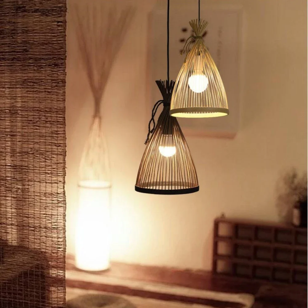 Lámpara de araña japonesa de r - Wicker Pendant Shade reseña y precio