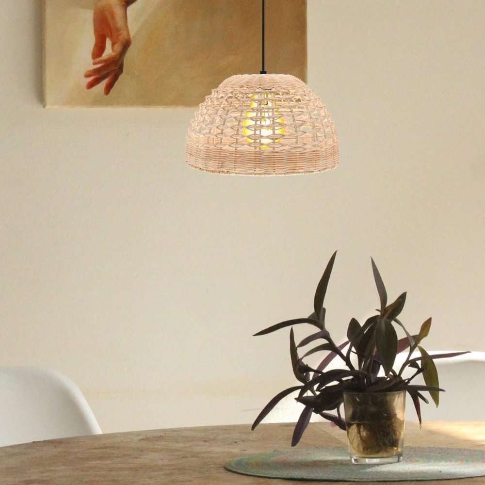 Lámpara colgante de ratán, jau - Wicker Pendant Shade reseña y precio
