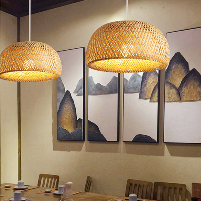 Linterna de bambú, lámpara col - Wicker Pendant Shade reseña y precio