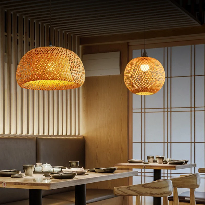 Linterna de bambú, lámpara col - Wicker Pendant Shade reseña y precio