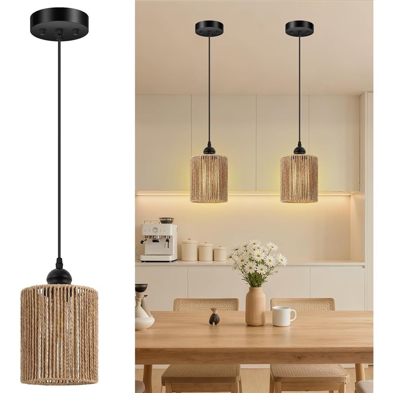 T19C Paquete de 2 pantallas de - Wicker Pendant Shade reseña y precio